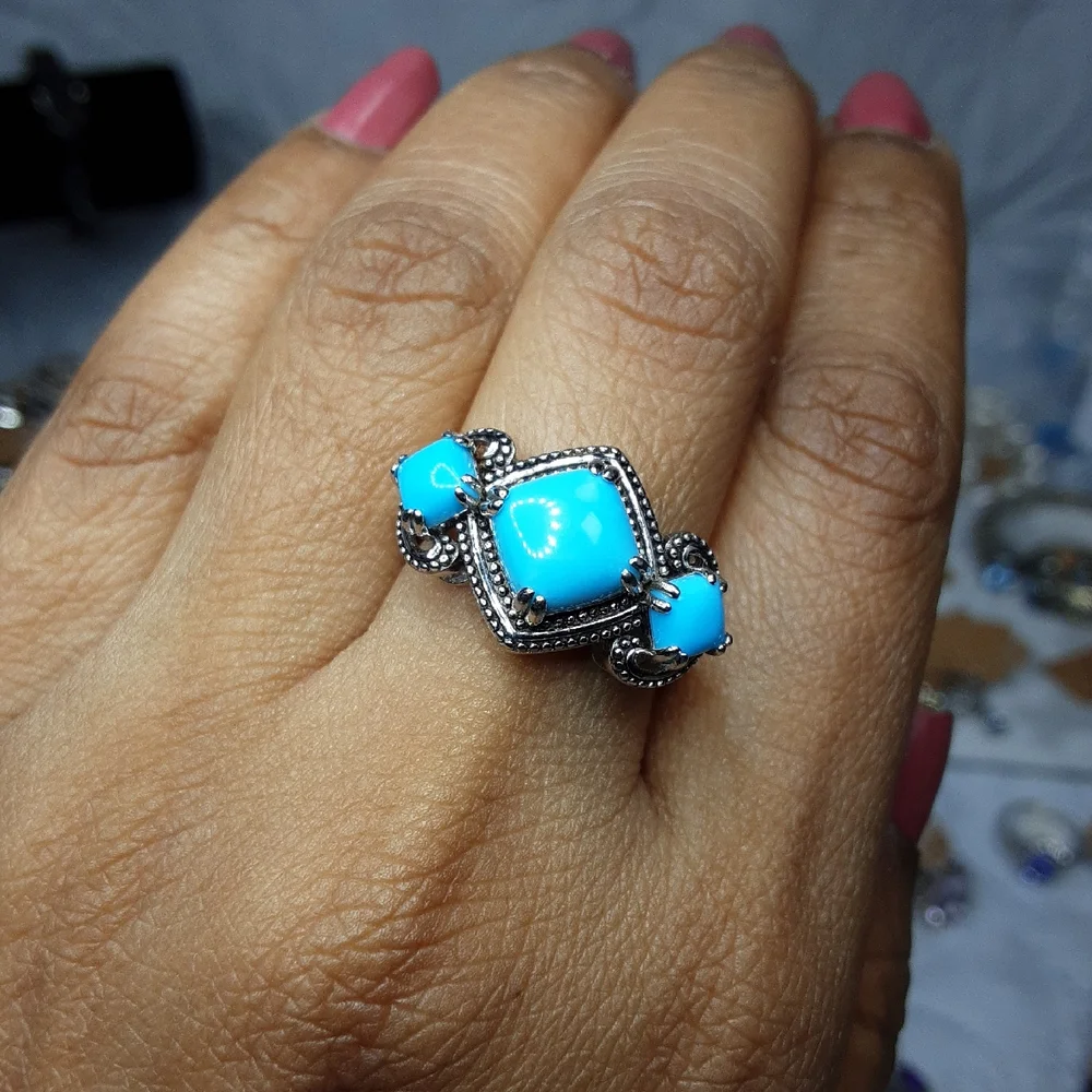 925 Sleeping Beauty Turquoise Ring. - Picture 1 of 2